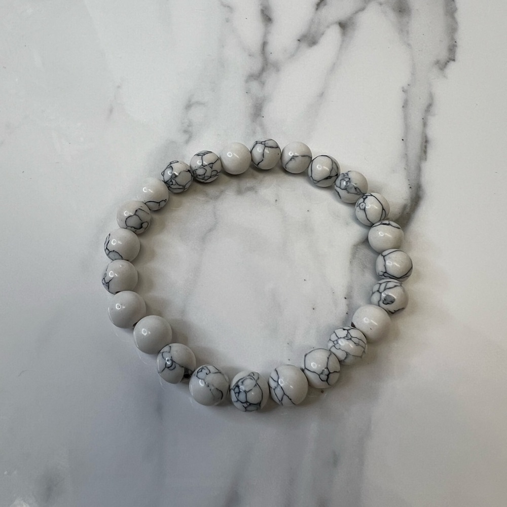 Elegant White Marble Beaded Bracelet